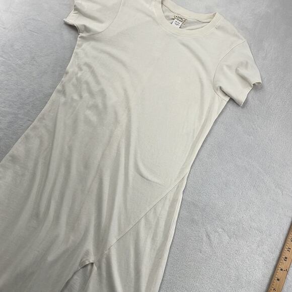L‎ Space White M 100% Cotton Short Sleeve T Shirt Maxi Dress Slit - Picture 1 of 16